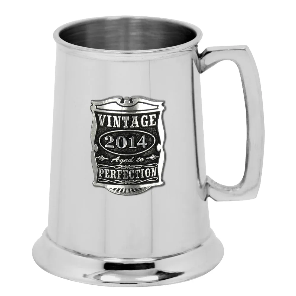 10th Anniversary Gift 2014 Vintage Years Pewter Beer Mug Tankard