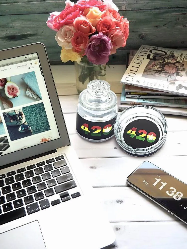 420 Glass Stash Jar and Ashtray Set