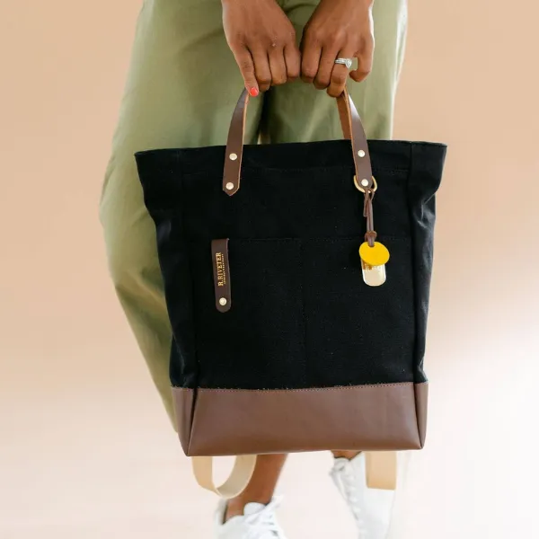 Baker Backpack | Signature Black Canvas   Brown Leather