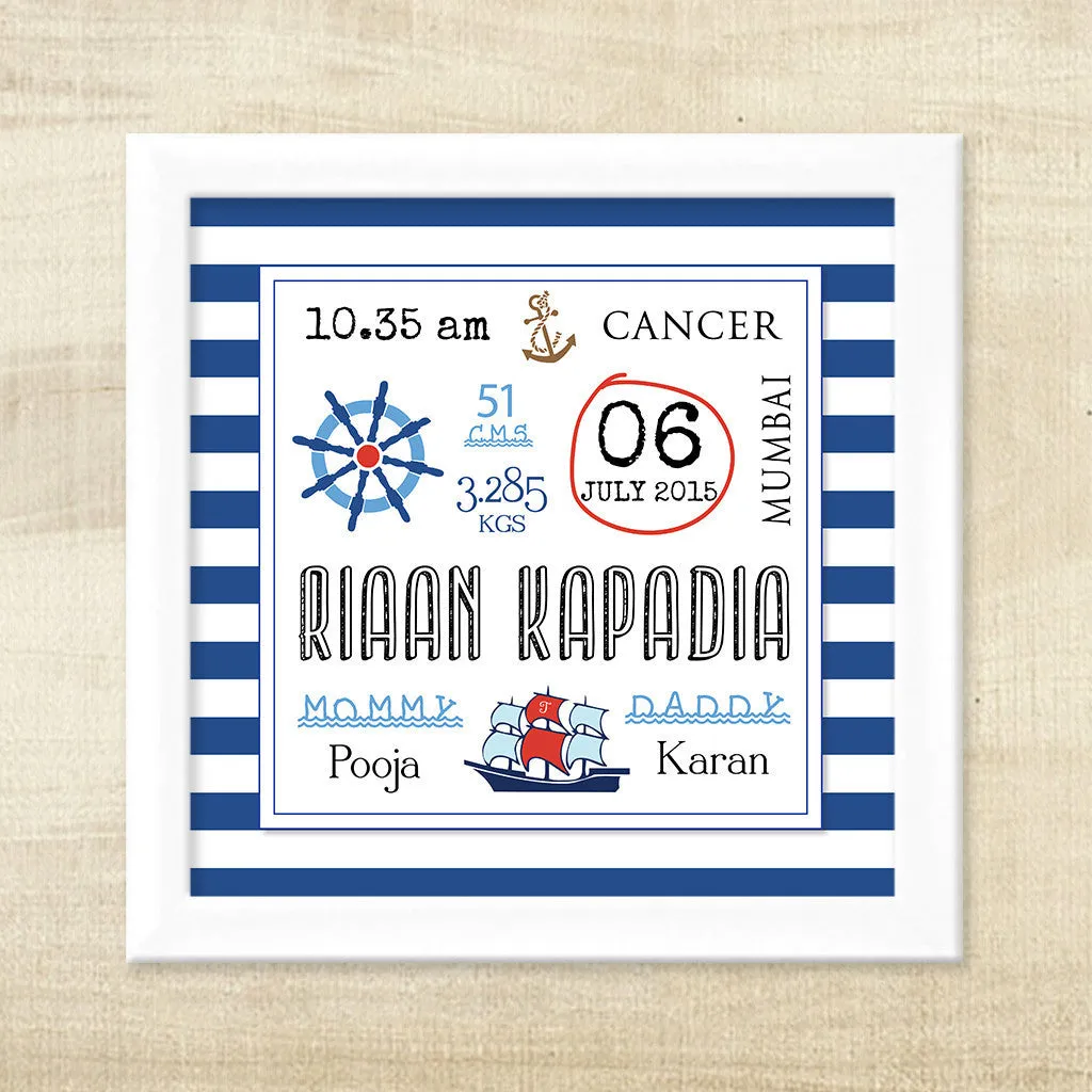 Birth Memory Frame - Nautical