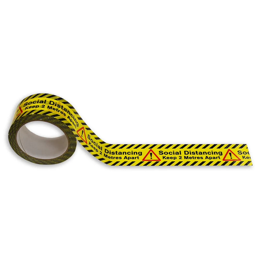 CLEARANCE - Social Distancing 2m Printed Black & Yellow Floortape