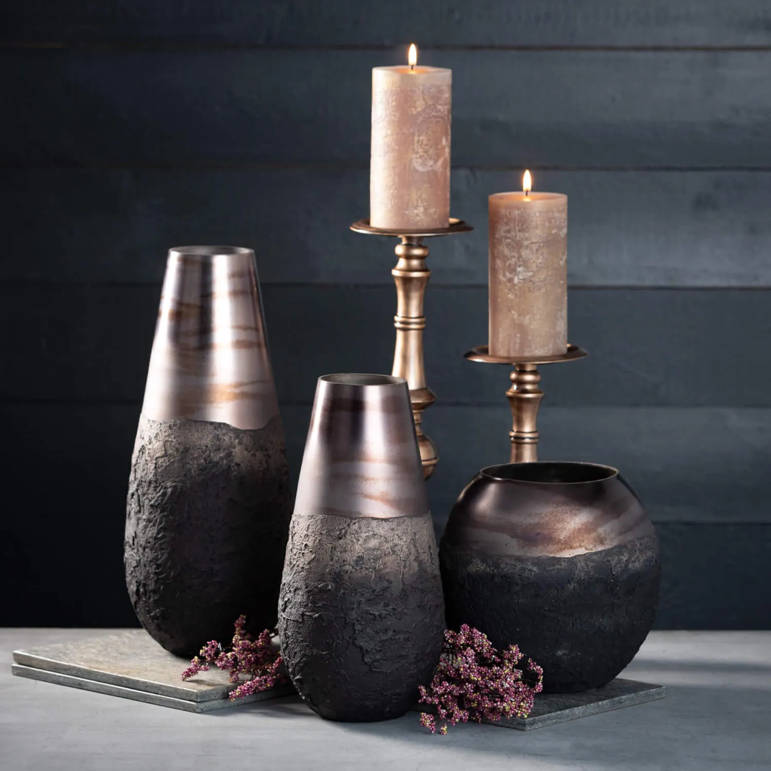 Dark Iridescent Bowl Vase