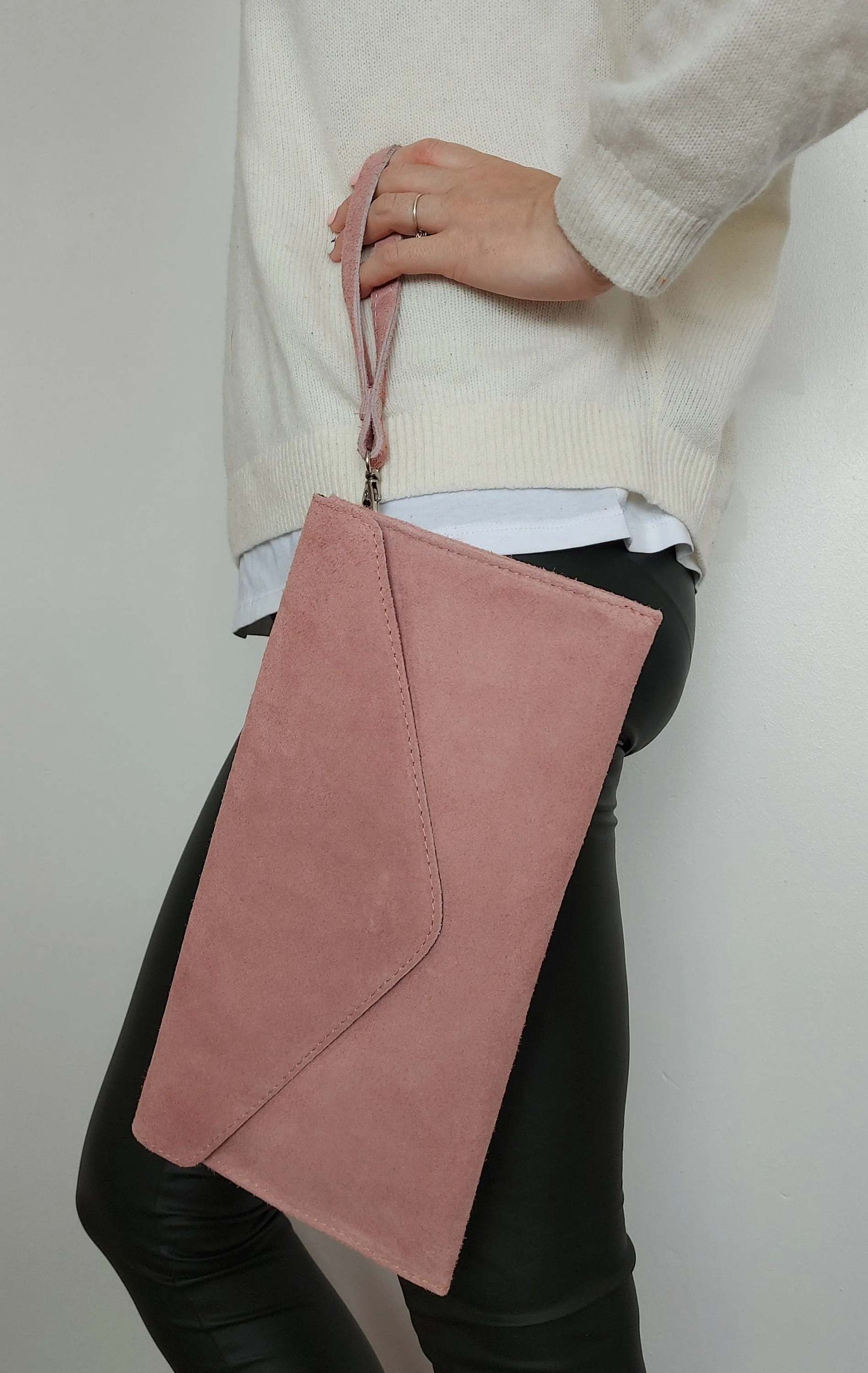 Dusty Pink Envelope Clutch Bag