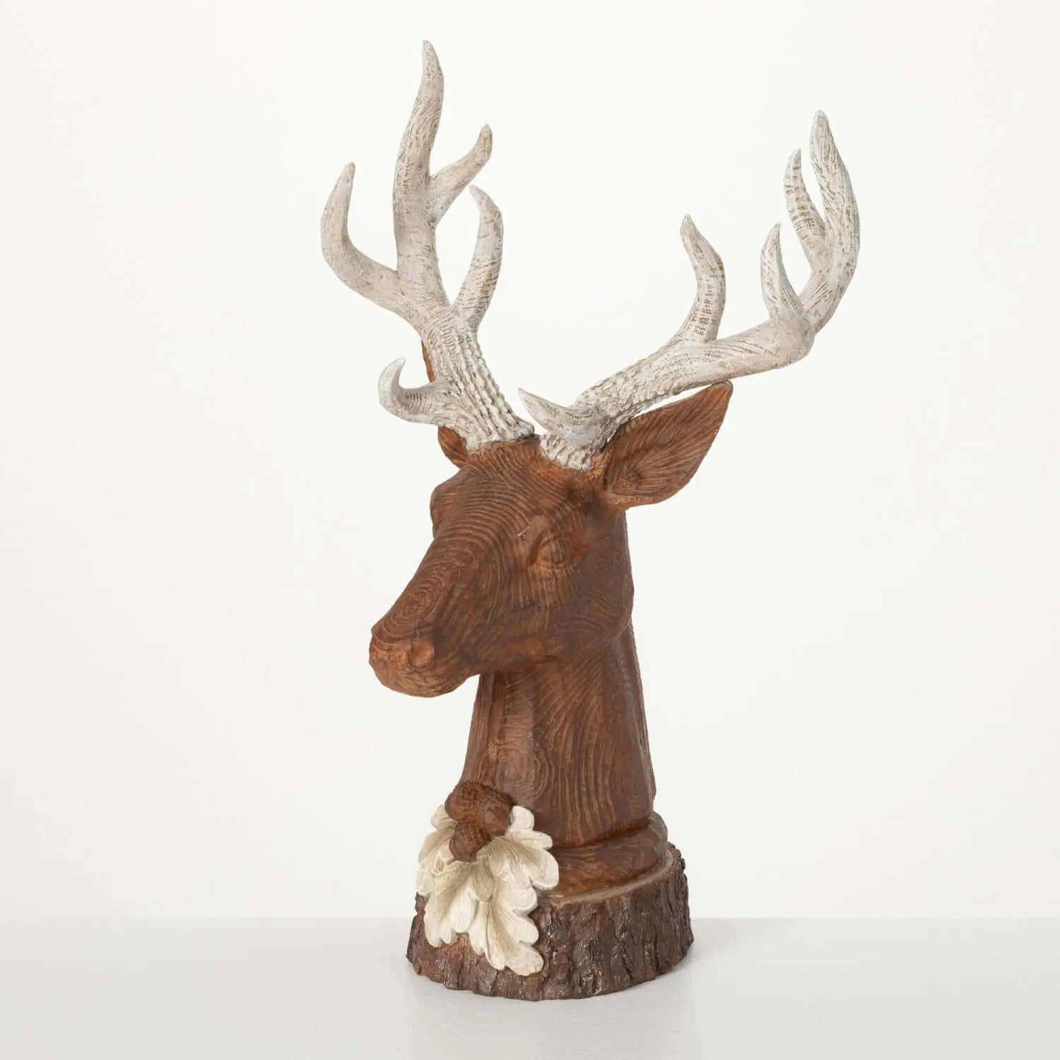 Faux Wood Tabletop Stag Bust