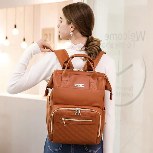 FheLAD Argyle Leather Diaper Backpack