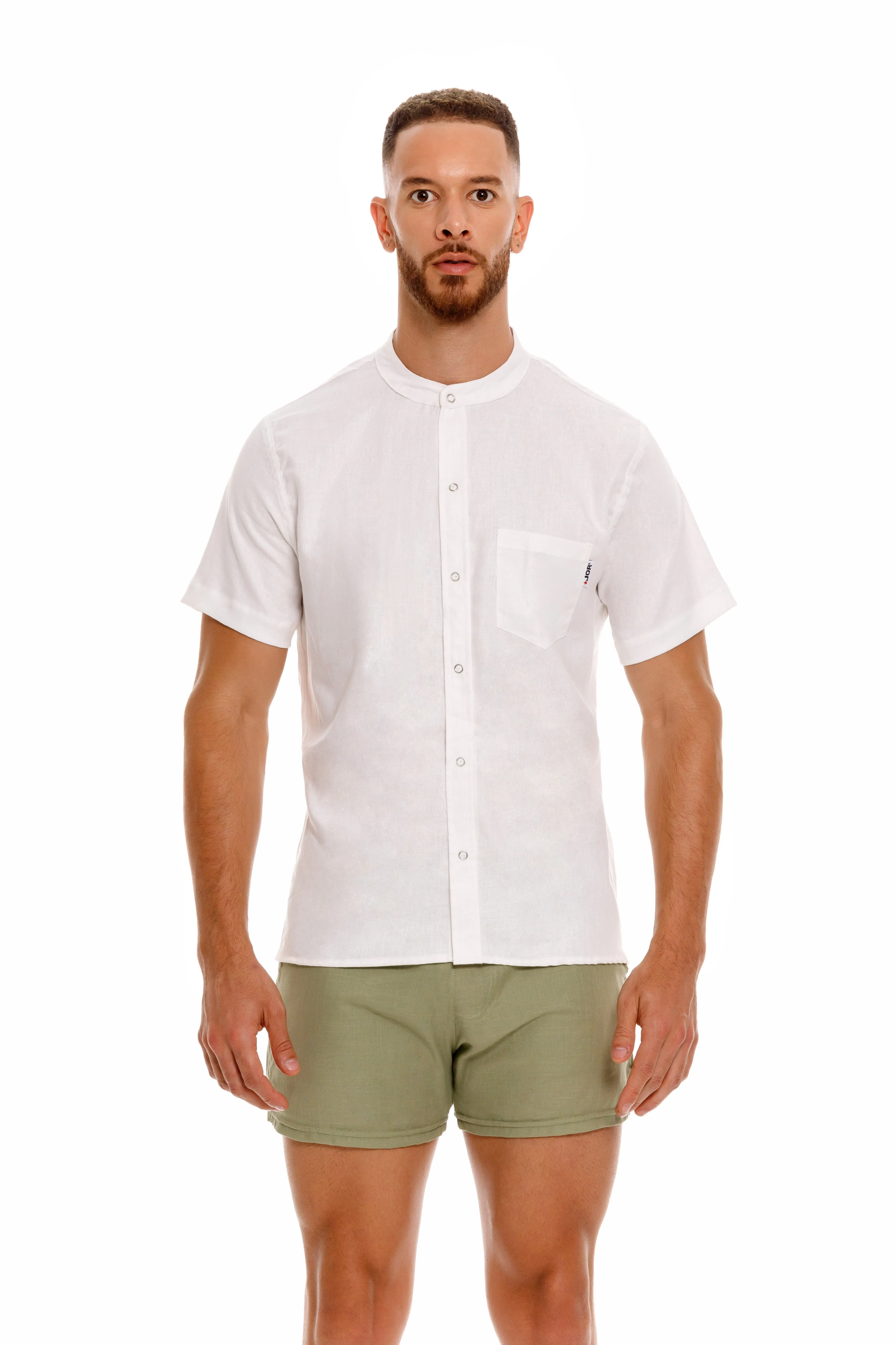 JOR Qatar short sleeve linen shirt white