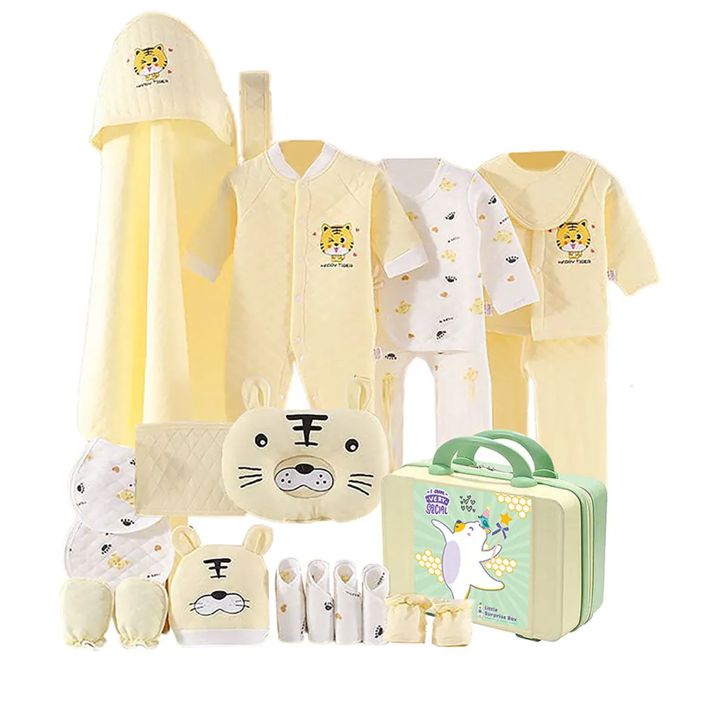 Little Surprise Box 21 Pcs Winter Wear Dual Yellow White Tiger Newborn Baby Girl/ Boy Gift Hamper Box