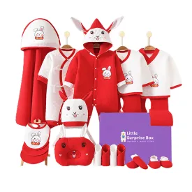 Little Surprise Box 22 Pcs Winter Wear White & Red Bunny Newborn Baby Girl/ Boy Gift Hamper Box