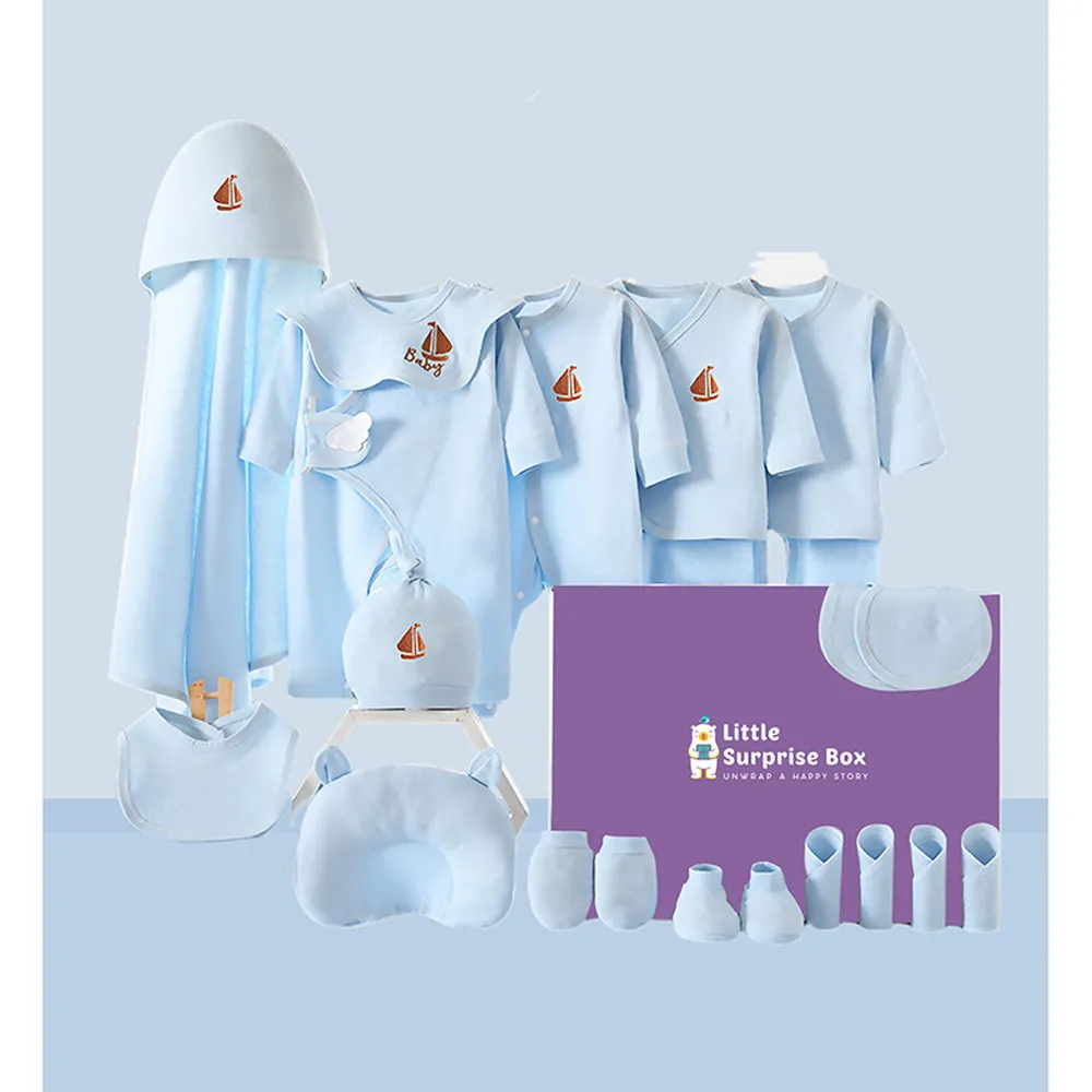 Little Surprise Box 23 Pcs Blue Sailor Newborn Baby Girl/ Boy All Season Wear Gift Hamper Box