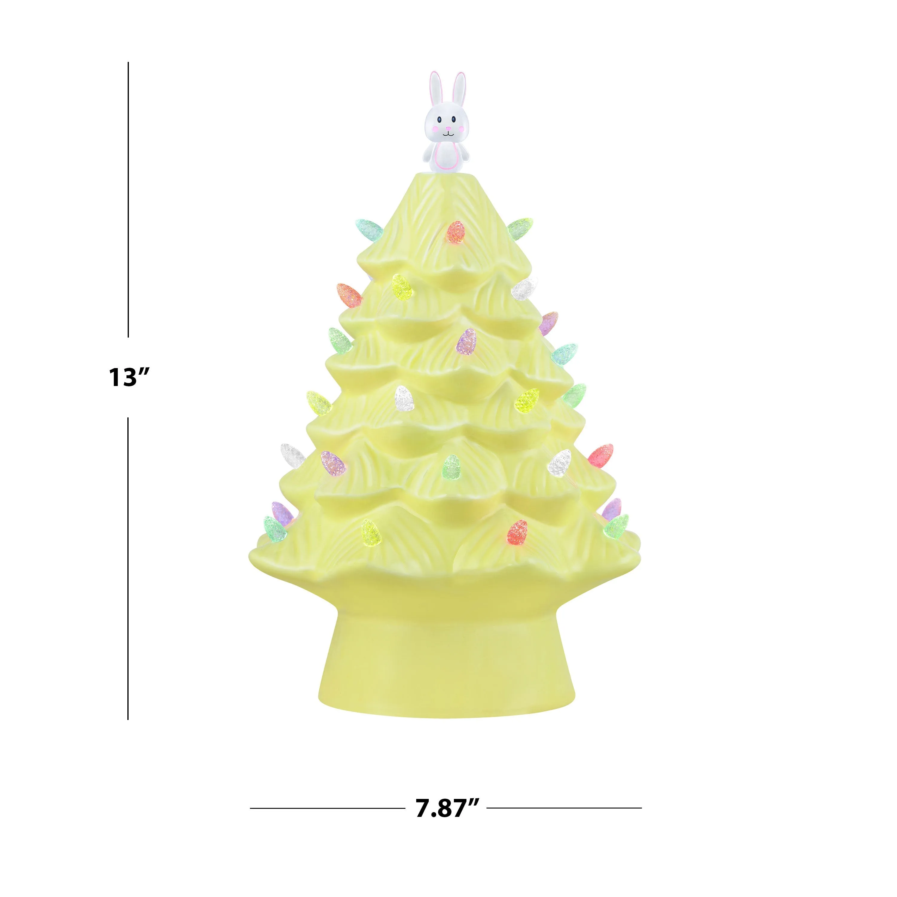 Mr. Cottontail 13 in. Ceramic Easter Bunny Yellow Tree