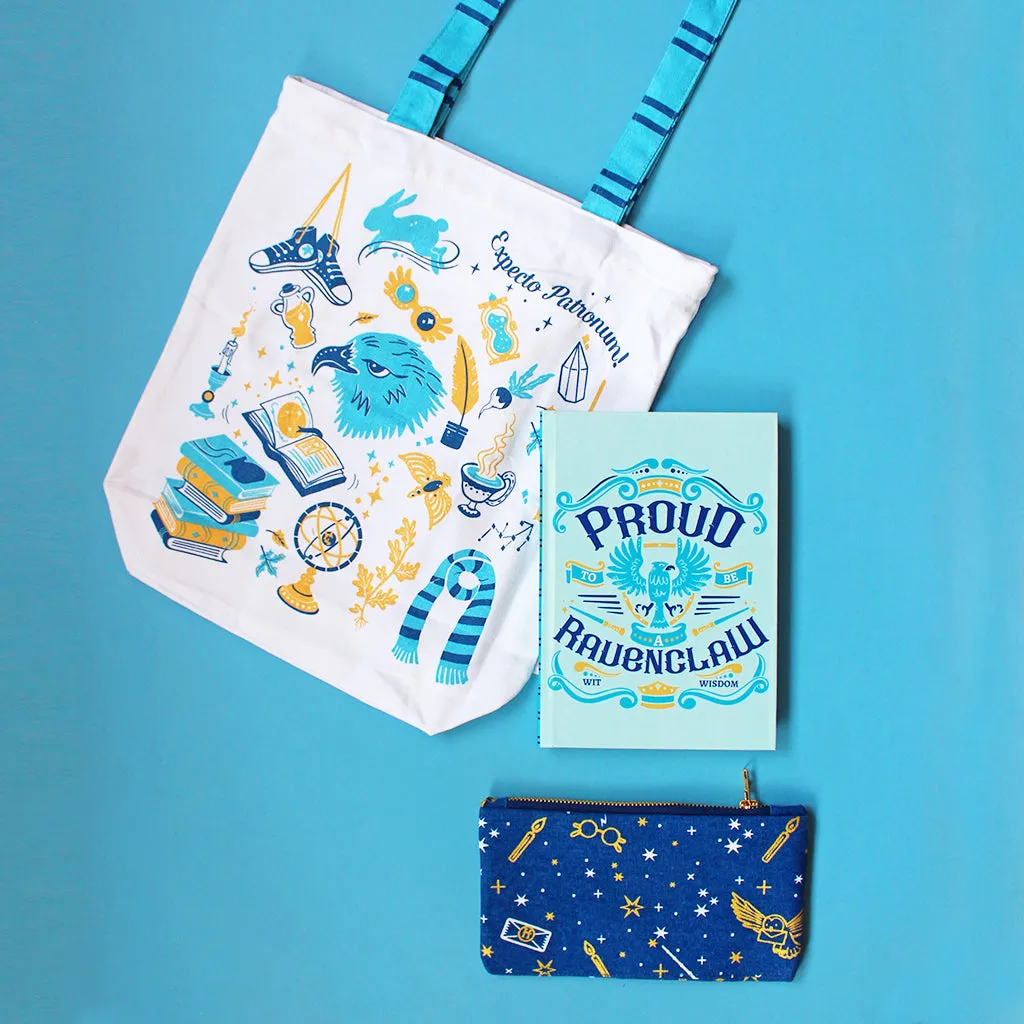 Official Harry Potter Ravenclaw House Themed Curated Gift Hamper - Set of Matching Notebook, Tote Bag & Pouch