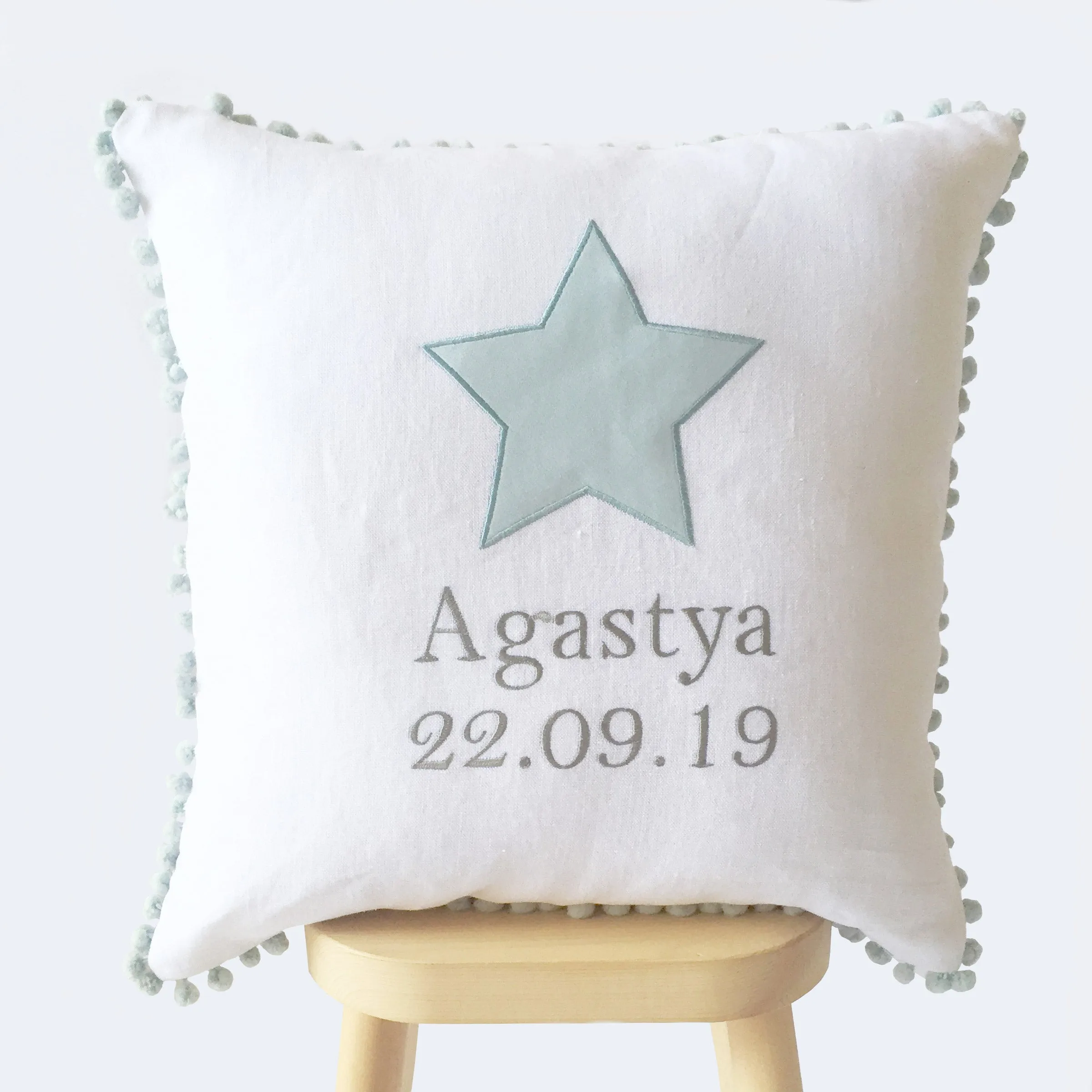 Personalised Name & Birth Date Cushion - Pink