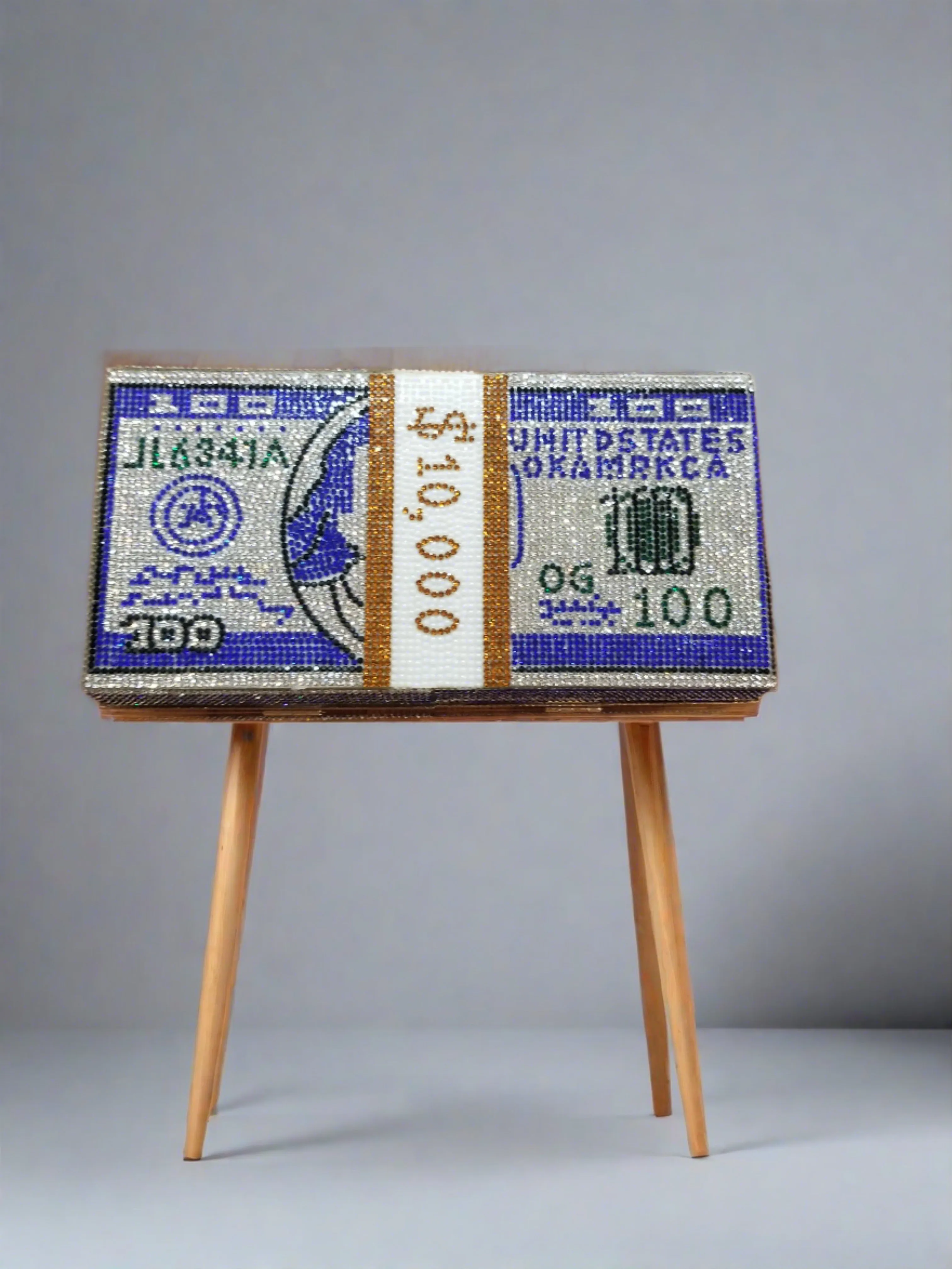"Classic Currency" Luxury Bling Clutch Purse