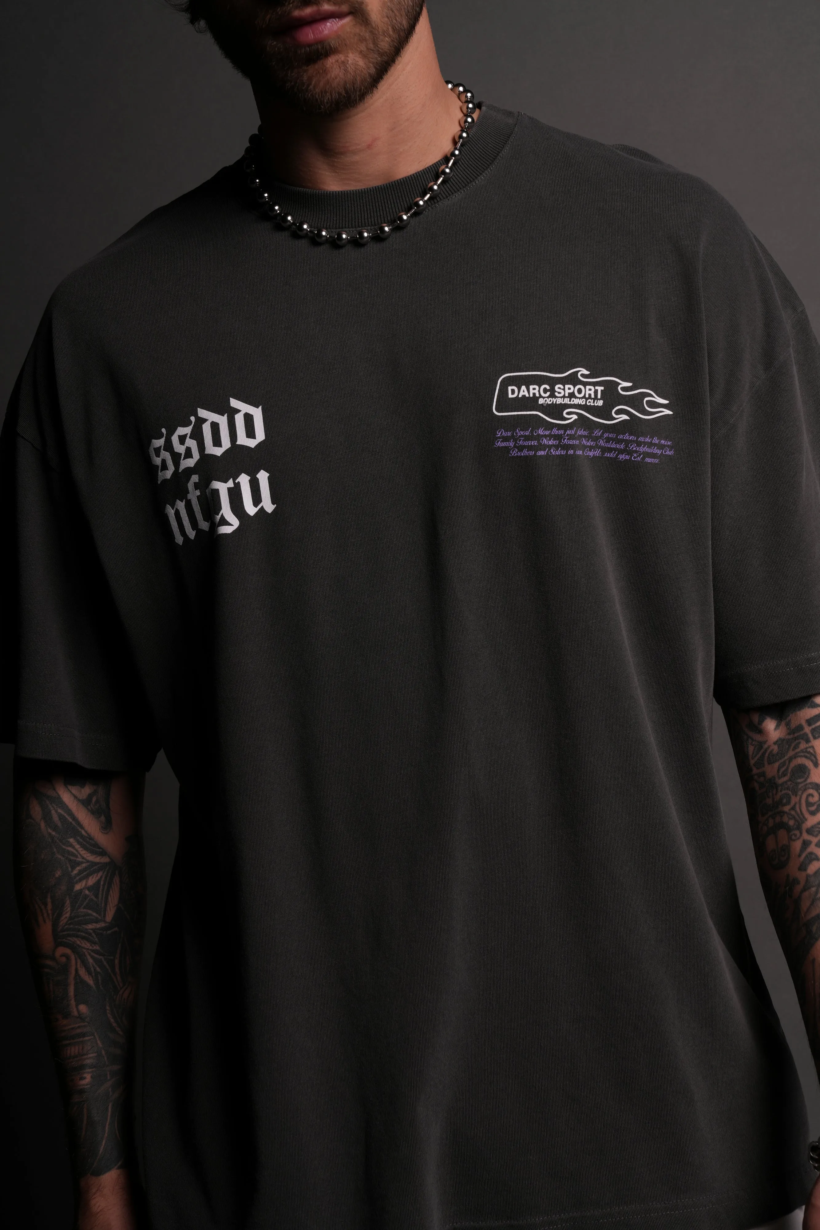 Three Wolves "Premium" Oversized Tee in Wolf Gray