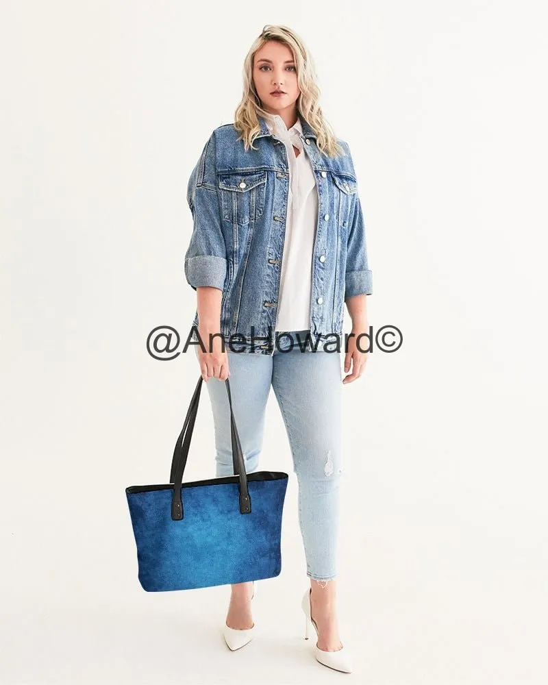True Blue Vegan Leather Stylish Tote
